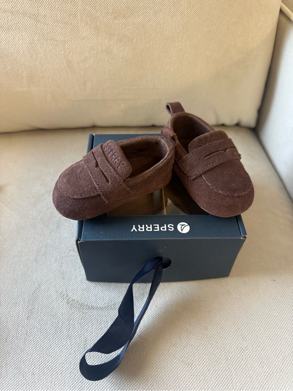 Sperry Toddler Brown Suede Slip-On Loafers